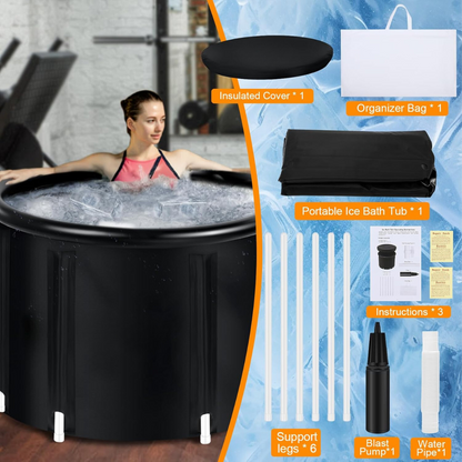 Essensolife portable Ice bath tub with lid-White Ring (Couple Size)